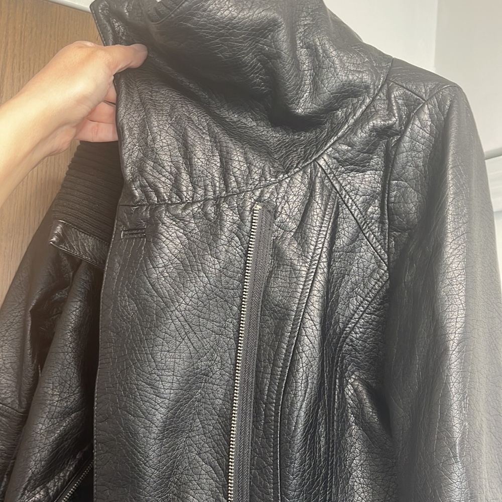 RICKIS Black Faux leather ladies spring jacket size 8 Medium short coat - Picture 5 of 11